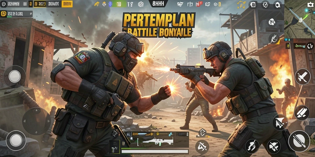 Tangkapan layar gameplay menegangkan dari 8HHH dalam pertempuran.