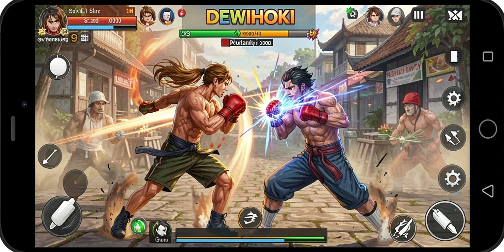 Tampilan menarik dari gameplay Fighting DEWIHOKI dengan aksi bertarung intens.