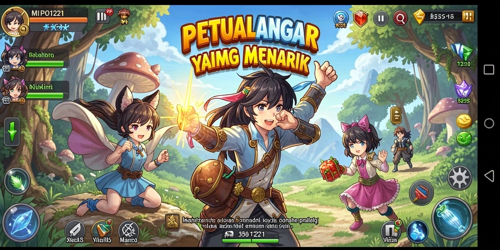 Tampilan gameplay MPO1221 dengan karakter anime yang menakjubkan.