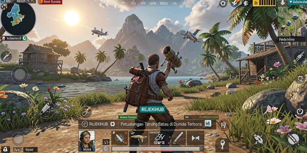 Screenshot REJEKIHUB menampilkan karakter menjelajahi dunia terbuka yang menakjubkan.