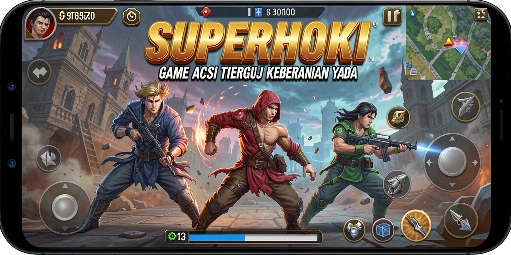 Tampilan gameplay SUPERHOKI yang intens dan menegangkan.