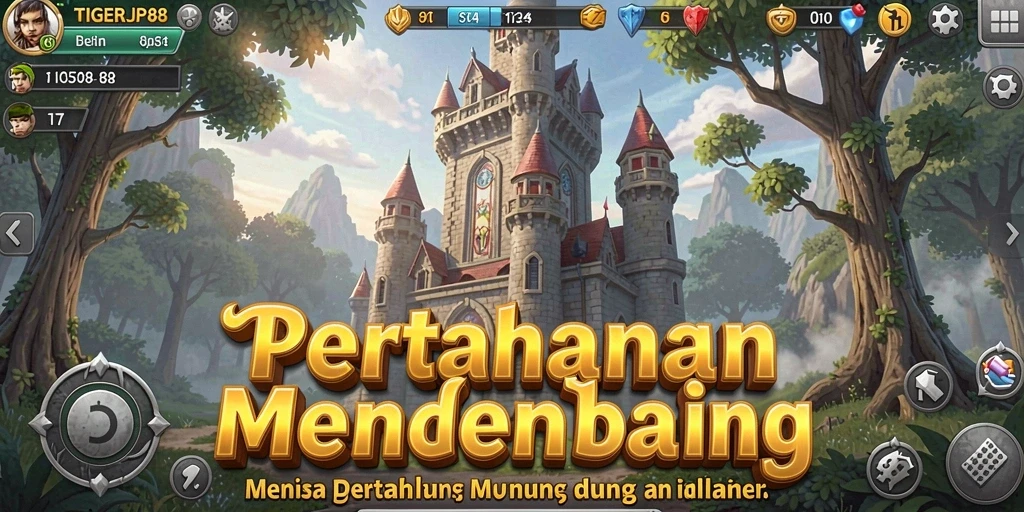 Tampilan gameplay TIGERJP88 dengan strategi Tower Defense yang menantang.
